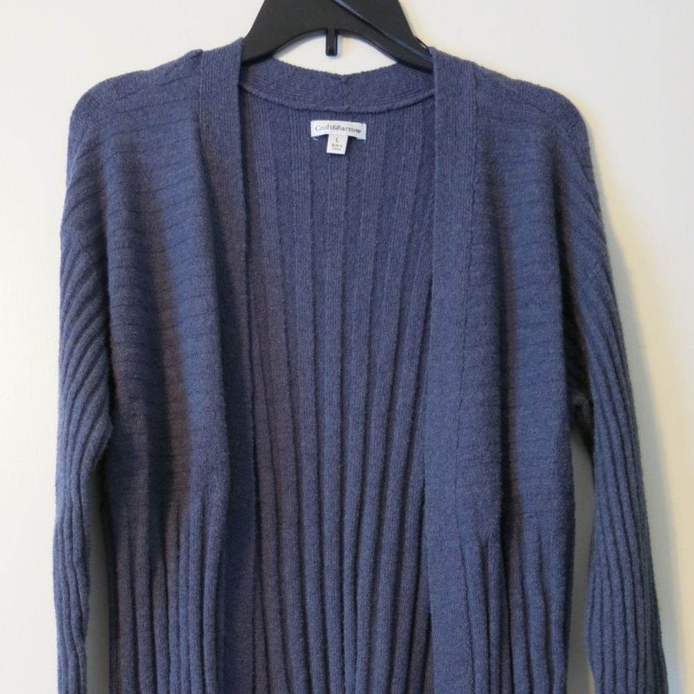 croft & barrow Slate Blue Ribbed Open-Front Cardigan